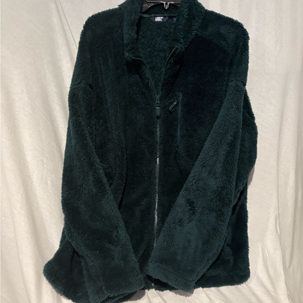 Lands' End Forest Green Fleece Jacket 1X